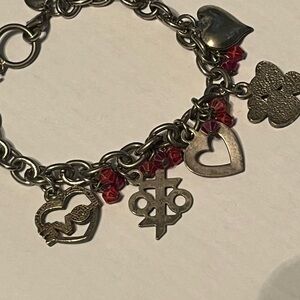 Silver Clair’s Charm Bracelet with Red Accents
